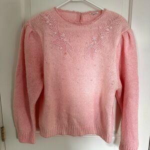 Pink Embroidered Women's Sweater
